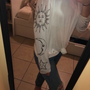 Star Sun and Moon Boohoo Long Sleeve Soft Top.